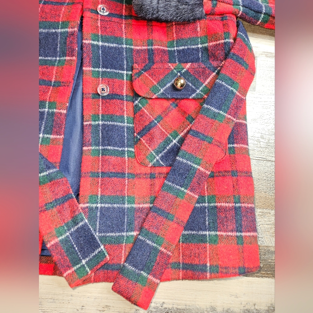 Janie And Jack X American Girl Long Plaid Coat Bradbury Red Size 10-12 - Picture 5 of 9